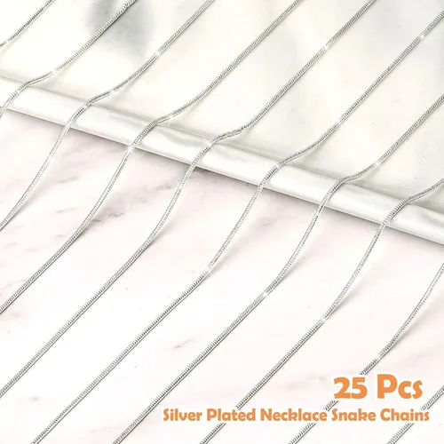 Vista 3 de Cadenas de Collar Paxcoo de 30 Piezas - Cadenas de Serpiente Chapadas en Plata para Hacer Joyería, 1.2 mm (22 Pulgadas)
