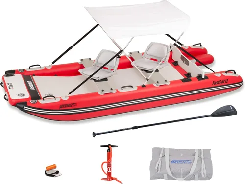 Vista 11 de Sea Eagle FastCat Catamarán Bote Inflable para 2-4 Personas - Rígido, Alta Presión, Todo Drop Stitch, Fácil Configuración, Auto-Achique