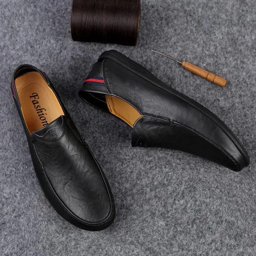 Vista 5 de LUODENGLANG Mocasines de cuero genuino de alta calidad para hombre zapatos casuales sin cordones mocasines para conducir mocasines ligeros