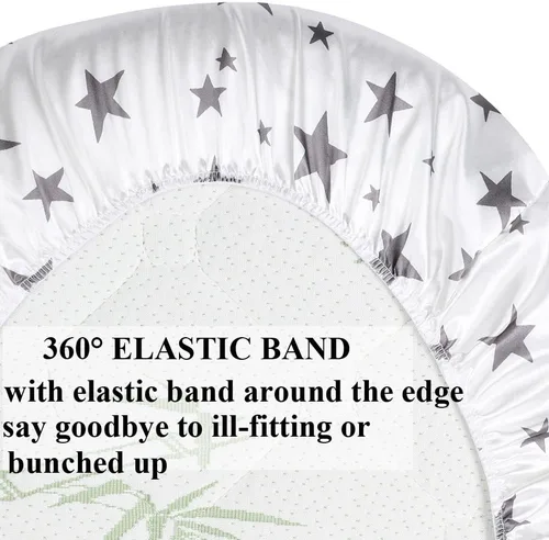 Vista 5 de Juego de sábanas de satén para moisés, paquete de 2 unidades para cabello y piel de bebé, flechas y estrellas Seda ultra suave para rectangular
