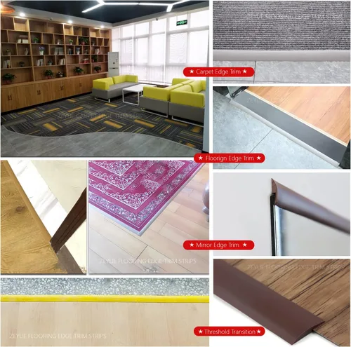 Vista 5 de Tira de transición de piso de 3.3 pies, borde autoadhesivo para alfombras, encuadernación de bordes de baldosas laminadas de vinilo, tiras amarillo