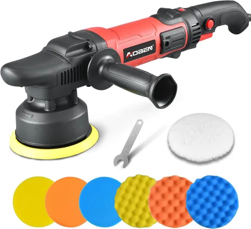 Vista 8 de AOBEN Pulidor rotativo de búfer, 1200 W, 6 pulgadas/7 pulgadas, kit de cera para pulidor de automóvil con 6 velocidades variables de 1000-3500 RPM