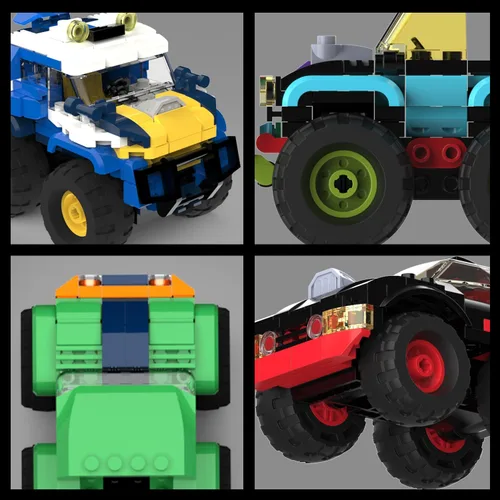 Vista 6 de Juego de 4 bloques de construcción de micro ladrillos de Monster Truck