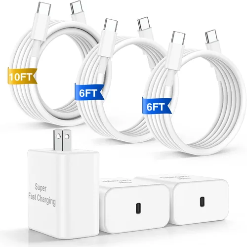 Vista 8 de Cargador para iPhone 17 16 Pro Max de Carga Rápida, Cargadores USB C Super Rápidos de 45W para iPhone 17 (6FT+6FT+10FT) Cables de Carga Tipo C