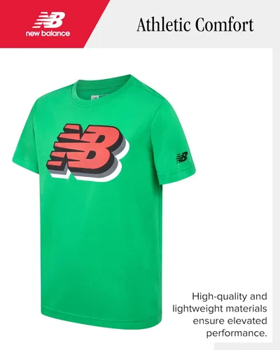 Vista 3 de New Balance Conjunto de pantalones cortos activos para niños, 2 piezas de camiseta de rendimiento atlético y pantalones cortos de gimnasio activo