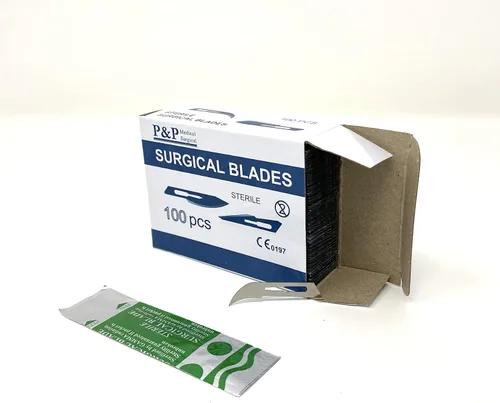 Vista 5 de P&P Medical Surgical - Cuchillas de bisturí quirúrgicas desechables, tamaño 12, acero al carbono de alta calidad, 2.1% 10xx envueltas