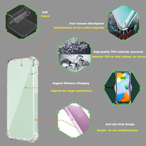 Vista 5 de USTIYA Funda para Redmi Note 12 4G Clear TPU Cuatro Esquinas Cubierta Protectora Transparente Suave