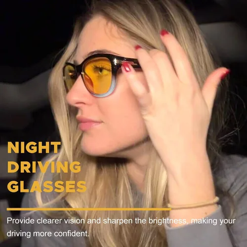 Vista 2 de LVIOE Lentes de conducción nocturna para mujeres y hombres, antirreflejos, polarizados, amarillos, lentes de visión nocturna para la noche, LN2317