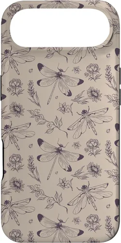 Vista 27 de Vintage Dragonfly Tan Sand Beige Wildflower Floral Flower Case for iPhone 16