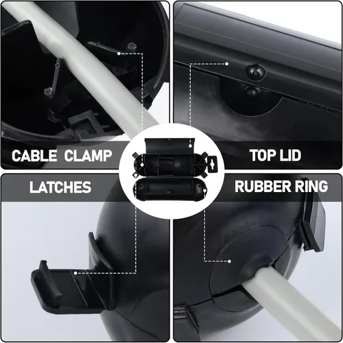 Vista 2 de EP Paquete de 3 cubiertas de seguridad para cables de extensión – Carcasa de sellado impermeable para interiores y exteriores para cables AWG
