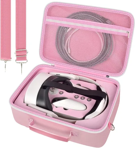 Vista 12 de Comecase - Funda rígida para auriculares Meta Quest 3S/3/Quest 2, color negro Pre-Cut Foam Fits Without Trimming, Stores Headset, Controllers and