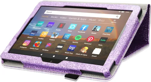 Vista 5 de ACdream Funda para tablet Fire HD 8 y 8 Plus de 10ª generación 2021, funda delgada de piel sintética, con soporte plegable, encendido y apagado