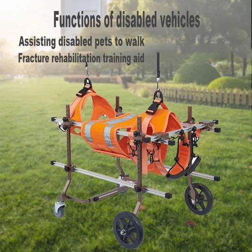 Vista 2 de Silla de ruedas ajustable para perros Silla de ruedas portátil para patas traseras Carrito para perros Ayuda a mascotas pequeñas con patas