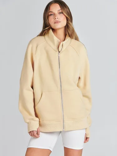Vista 4 de Caracilia Sudaderas de gran tamaño para mujer, de manga larga, con cremallera, a la moda, a la moda, chamarras, ropa cómoda