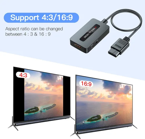 Vista 4 de Convertidor N64 a HDMI, compatible con 4 316 interruptor de relación 9, cable HDMI para N64, cable conversor Nintendo 64 a HDMI compatible
