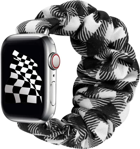 Vista 32 de Greatfine - Correa elástica para reloj Apple Watch Scrunchie de 38mm 40mm 42mm 44mm, correa elástica suave, con iWatch Series 6 SE 5 4 3 2 1, S L