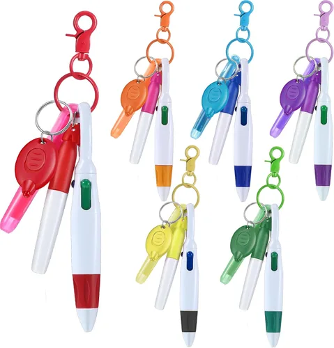 Vista 11 de 30 piezas de clip retráctil para bolígrafo de lanzadera con mini resaltador, bolígrafo de insignia de enfermera, marcador de neón, llavero LED, clip