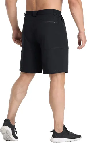 Vista 2 de MAGCOMSEN Pantalones cortos de senderismo de secado rápido para hombre, pantalones cortos de trabajo con 5 bolsillos, pantalones cortos de viaje