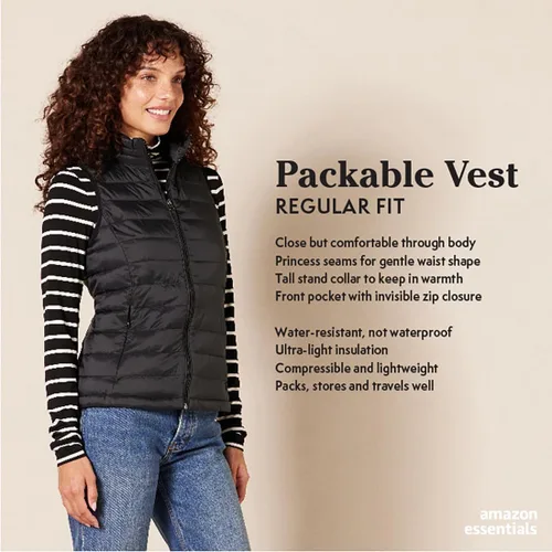 Vista 2 de Tienda Essentials Womens Lightweight Water-Resistant Packable Puffer Vest