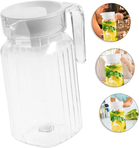 Vista 3 de Jarra de agua de vidrio Jarra de agua fría Botella de jugo de botella de té de vidrio a rayas