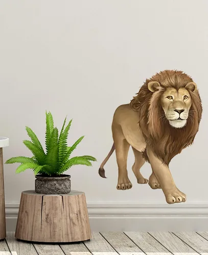 Vista 10 de Calcomanías de pared de animales de la selva para habitaciones de niños, idea de decoración de safari, león, gorila, koala, panda, calcomanías