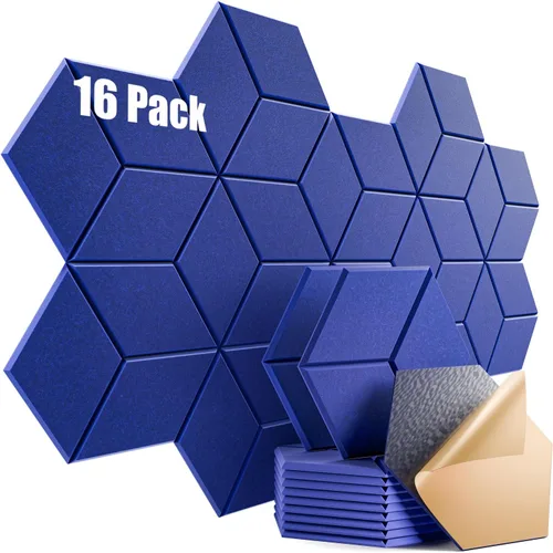 Vista 15 de Paquete de 12 paneles acústicos autoadhesivos de 12 x 10 x 0.4 pulgadas, paneles de espuma a prueba de sonido con alta densidad, elegante diseño