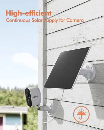 Vista 5 de Dzees Panel solar USB-C: compatible con cámara inalámbrica para exteriores, alimentación continua con carga de 5 W y 5 V, cable de carga impermeable
