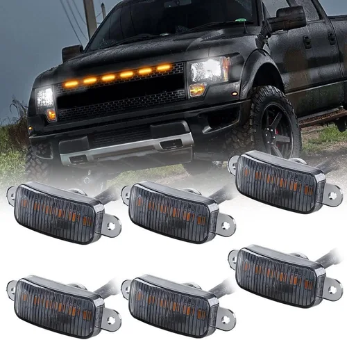 Vista 9 de 4 LED 12W Luces de Advertencia de Parrilla Delantera de Coche Ámbar, Luces de Marcha Diurna Ámbar DRL, Lámpara de Cubierta de Parachoques Delantero
