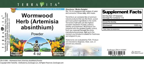 Vista 3 de Hierba de ajenjo (Artemisia Absinthium) Polvo (4 oz, ZIN: 510991)