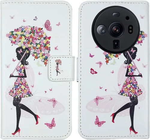 Vista 5 de Pattern Wallet Design Flip PU Leather Cover Skin Protection Case TPU Silicone Shell for Xiaomi 12S Ultra 6.73" (Back Girl)