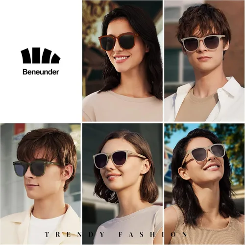 Vista 4 de BENEUNDER Gafas de sol plegables para hombres y mujeres, marco de acetato, protección UV400 polarizada
