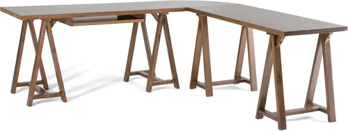 Vista 38 de Simpli Home - Sawhorse - Mesa de centro, color castaño oscuro., Pino, Distressed Grey