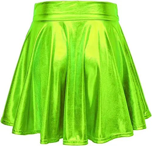 Vista 6 de Women's Rave Outfit Sets For Women Festivals 2 Pcs Metallic Tops long Skirt EDM Party Club Holographic Rave Outfits