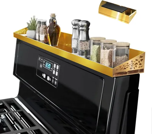 Vista 15 de STUTOV Estante superior magnético para estufa de 30 pulgadas, estante de especias negro y organizador de condimentos, estante de cocina magnético
