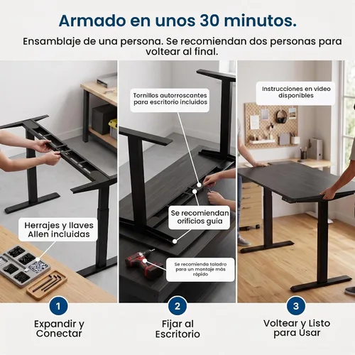 Vista 10 de Uncaged Ergonomics Marco de escritorio eléctrico de doble motor de 2 etapas negro 2 etapas altura: 27.2-46.7