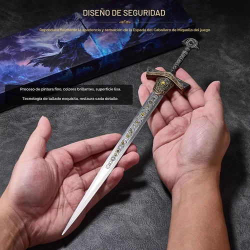 Vista 4 de RACEROCKET Eldens Rings Miquellan Knight's Sword Model - Espada de metal de 11.8 pulgadas con soporte de exhibición, espadas de artes marciales