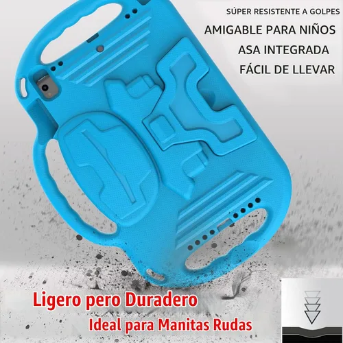 Vista 3 de LTROP Funda para niños para iPad de 9ª/8ª/7ª generación de 10.2 pulgadas con correa de hombro, funda a prueba de golpes ligera con asa y soporte Azul