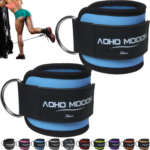 Vista 12 de AOHO MOOON Ankle Strap (2 Pieces) for Cable Machine Women - Gym Workout Leg Strap, Premium Padding Ankle Cuffs, Glute Kickback Exercises Equipment