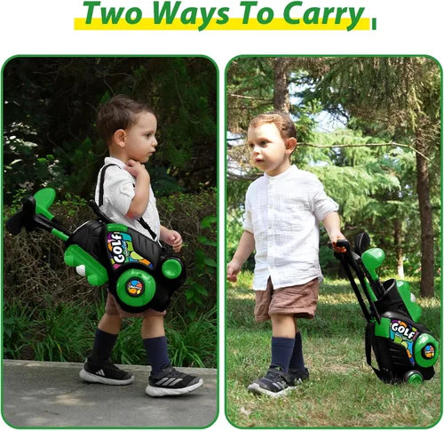 Vista 4 de Liberry Juego de golf para niños de 2, 3, 4 años, carrito de golf mejorado para niños con diseño de correa para el hombro, juguetes deportivos