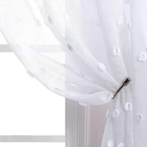 Vista 4 de KOUFALL Pom Pom Cortinas transparentes de puntos