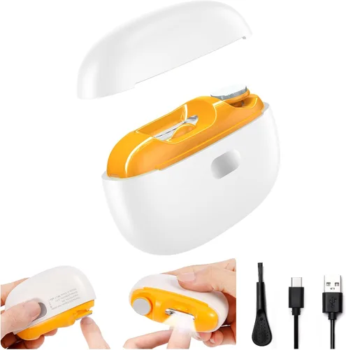 Vista 9 de Cortaúñas eléctrico, herramienta de cuidado de uñas 2 en 1 con función de limado, recortadora de uñas segura y suave con luz LED, silencioso y sin