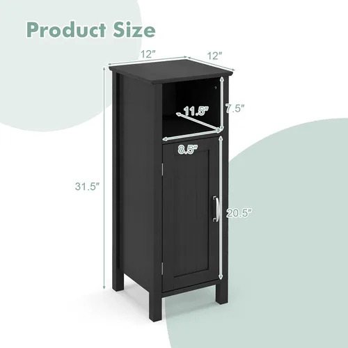Vista 3 de COSTWAY Bathroom Storage Cabinet, Freestanding Narrow Storage Organizer with Open Shelf & Adjustable Shelf, Small Slim Floor Cabinet for Bathroom