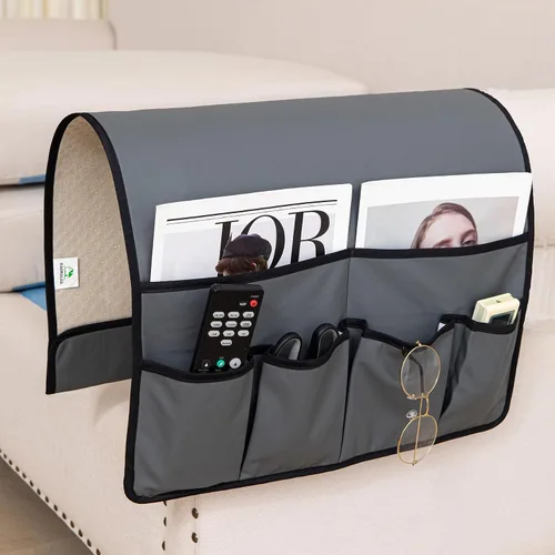 Vista 8 de HAOMAIJIA Organizador antideslizante de reposabrazos para sofá, organizador de almacenamiento lateral para sillón y mesita de noche, para sofá