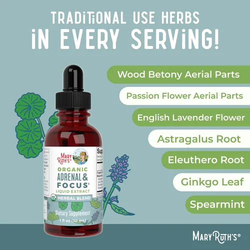 Vista 7 de MaryRuth Organics - Suplemento Nootrópico Cerebral Orgánico USDA para Adultos con Ginkgo Biloba y Astragalus Foco y Apoyo Adrenal Gotas
