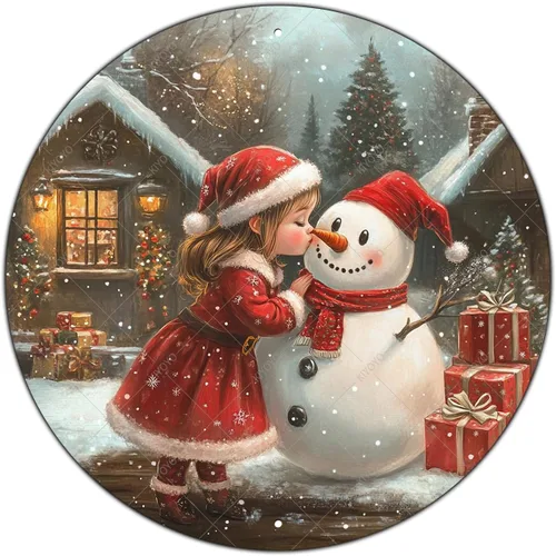 Vista 17 de Letrero redondo de metal rústico para decoración de pared, placa de decoración de pared con texto en inglés "Merry Christmas" azul y plateado