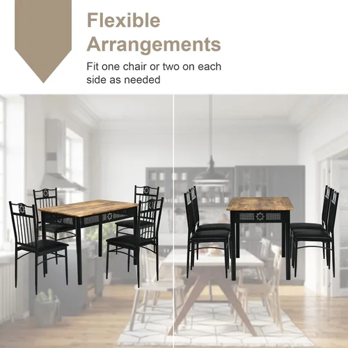 Vista 8 de COSTWAY Juego de mesa de comedor de 5 piezas, juego de mesa de cocina moderno para 4 personas, mesa rectangular de 42 pulgadas con 4 sillas