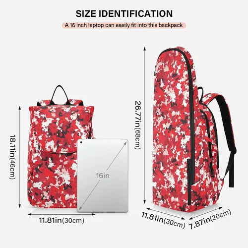 Vista 3 de Sporting Goods Tennis Bag Large Sturdy Red Camouflage Camouflage Sport Pickleball Badminton Bag for Teen Boys Girls Men Women para raqueta de tennis