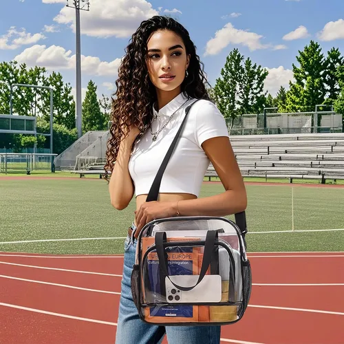 Vista 2 de Paxiland Clear Bag for Stadium Events, 12x6x12 inches Tote Bag with Detachable Reinforced Strap for Sports Concert and Work