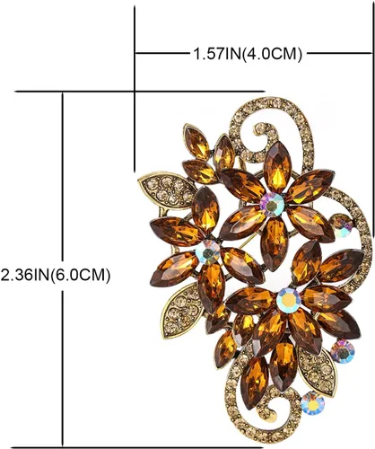 Vista 2 de YOQUCOL Broche de cristal austriaco rojo vintage con forma de flor para mujer