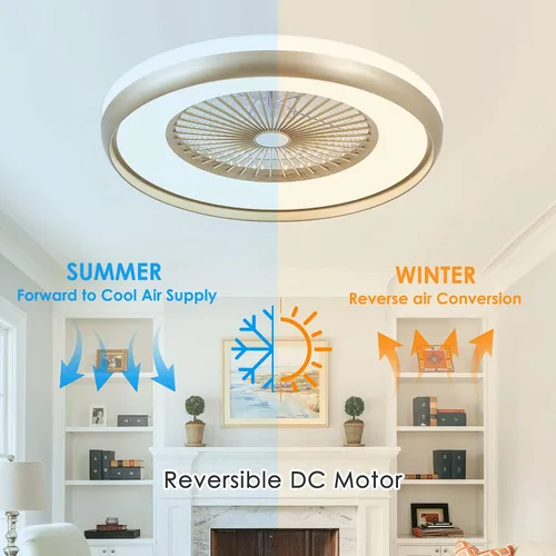 Vista 6 de Ventilador de techo sin aspas de 24 pulgadas con control remoto de luz, ventiladores de techo LED inteligentes con control de aplicación, ventilador